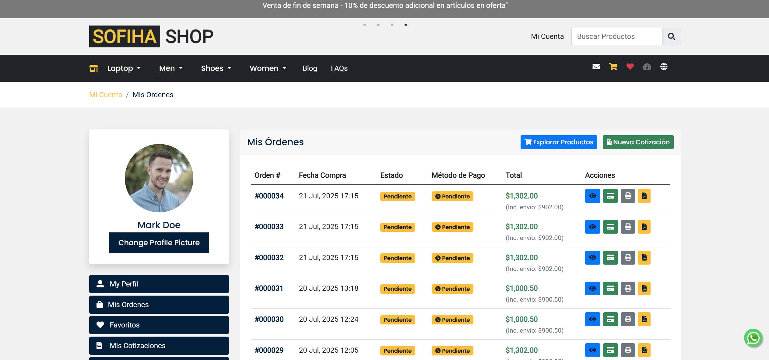 Panel Usuario Sofiha