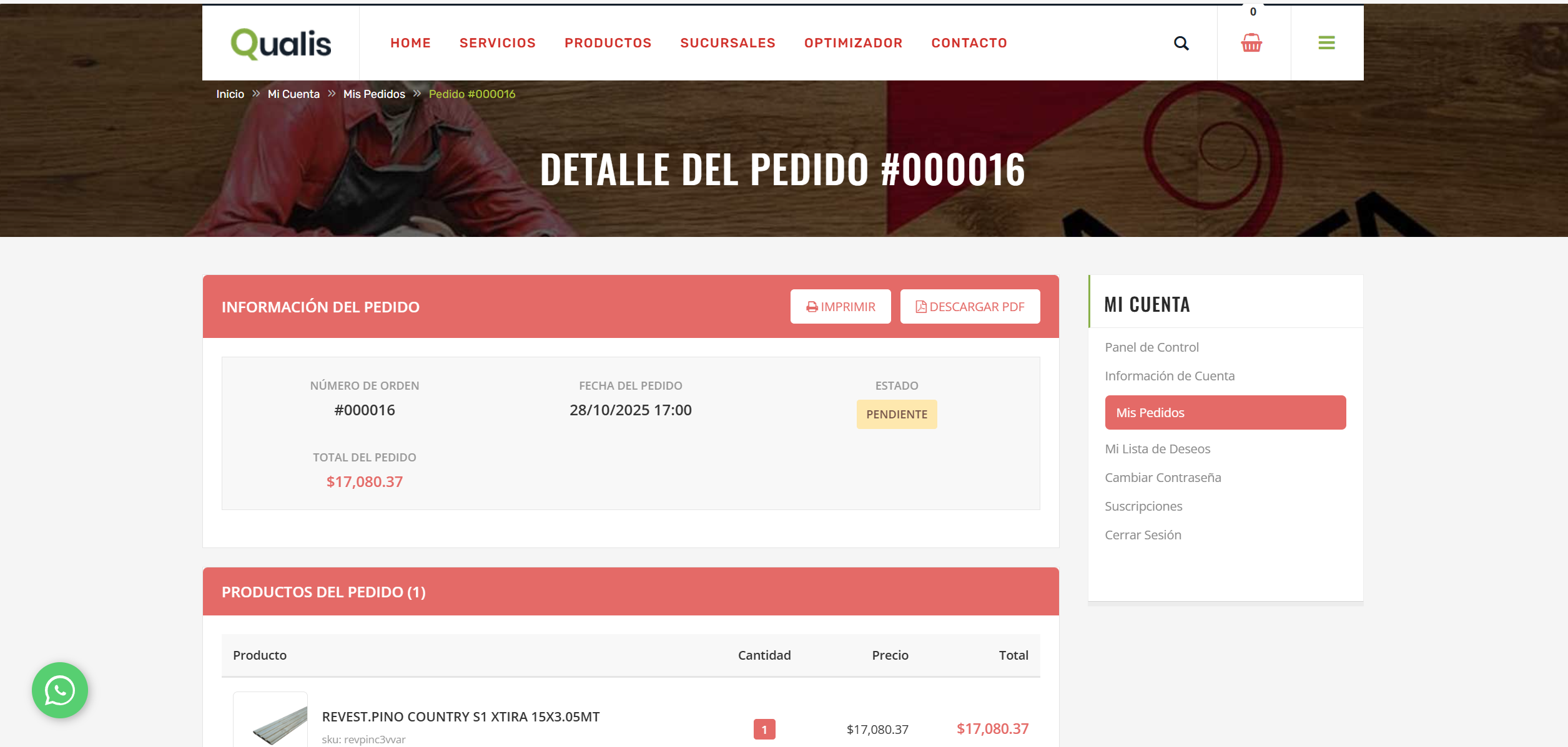 Panel Usuario Tesauro Shop